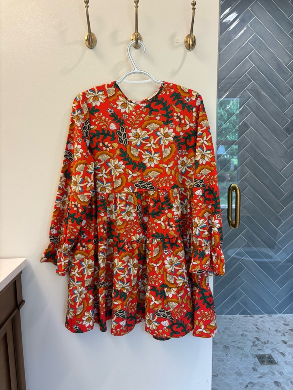 Sunday Up Red Floral Print Dress